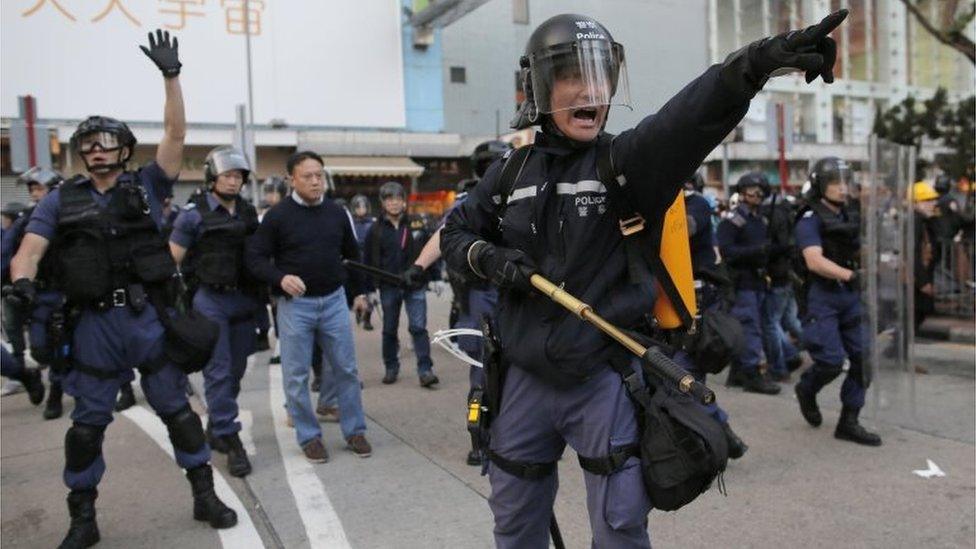 Riot police in Mong Kok