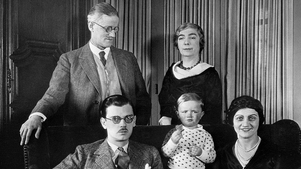 Joyce with his wife and family in Paris in 1934