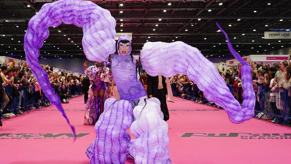 An act during the opening of RuPaul's DragCon UK 2024 at ExCeL London