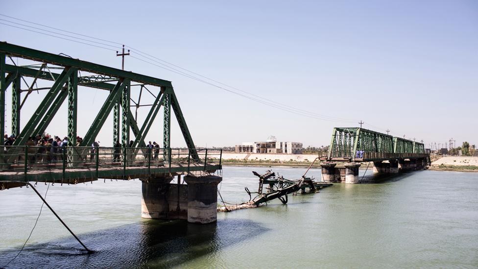 The broken English Bridge in Falluja