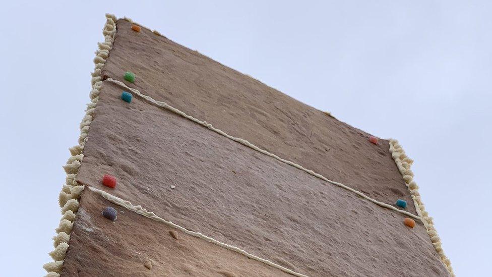 Close-up photo of the gingerbread monolith