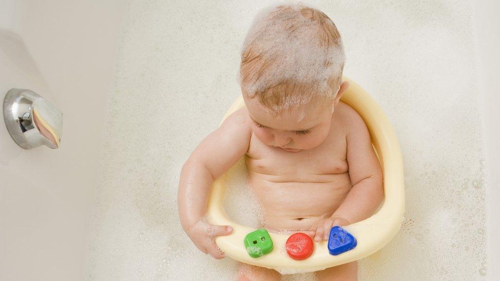 Baby in bath seat