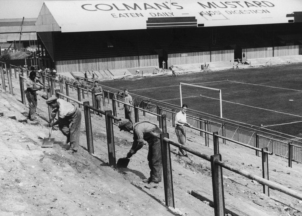 Norwich City's Carrow Road being built in 1935