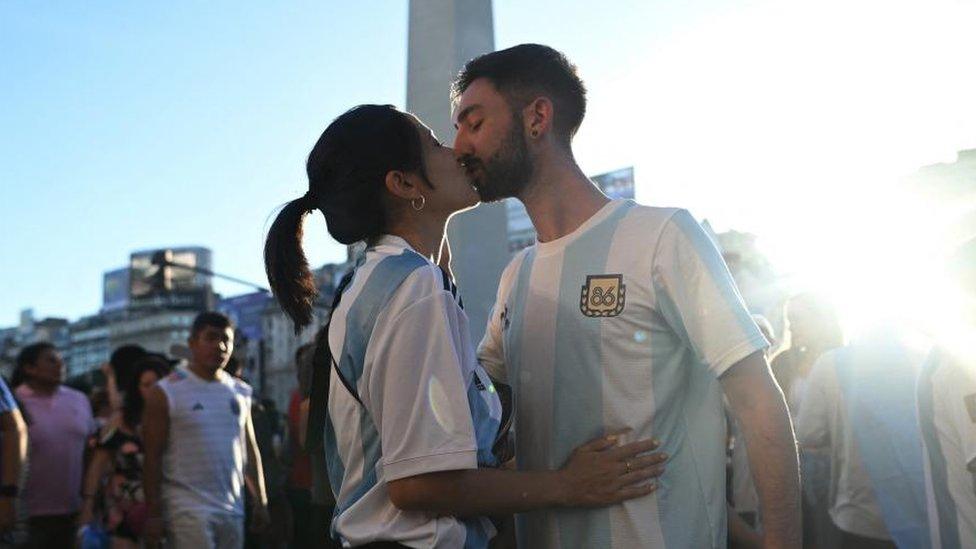 Argentina fans celebrate after winning the World Cup