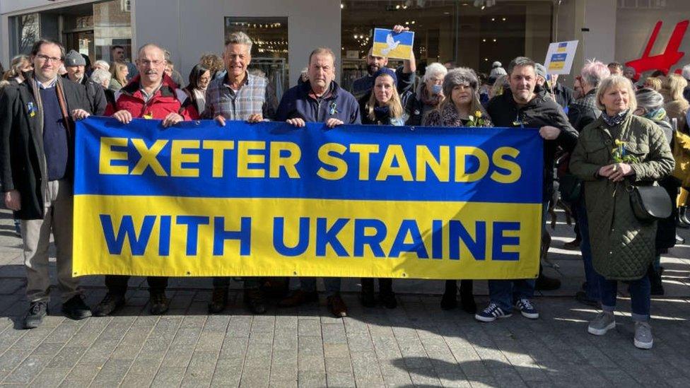 Exeter vigil in support of Ukraine