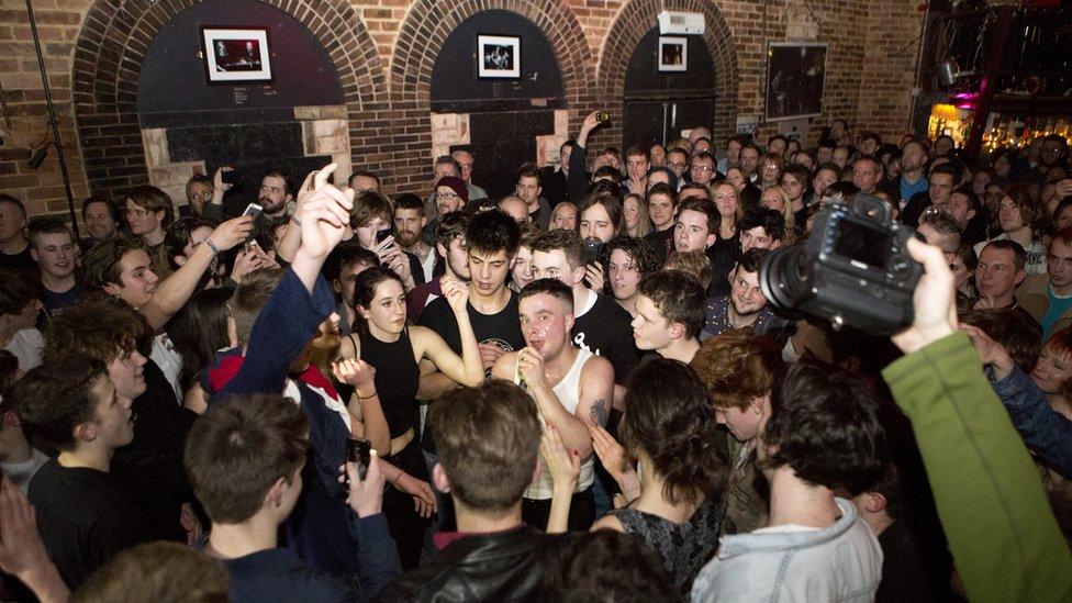 Laurie Vincent of local band Slaves gets up close and personal with fans at the Tunbridge Wells Forum