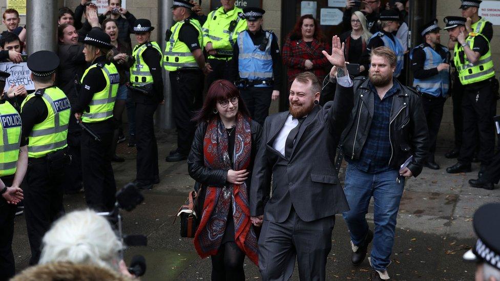 Mark Meechan outside court