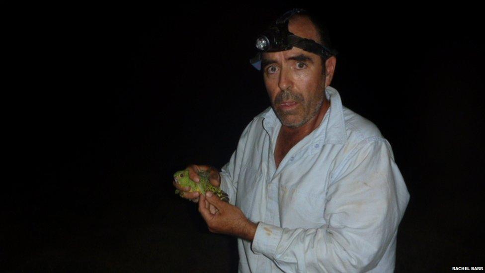 Steve Murphy holding night parrot