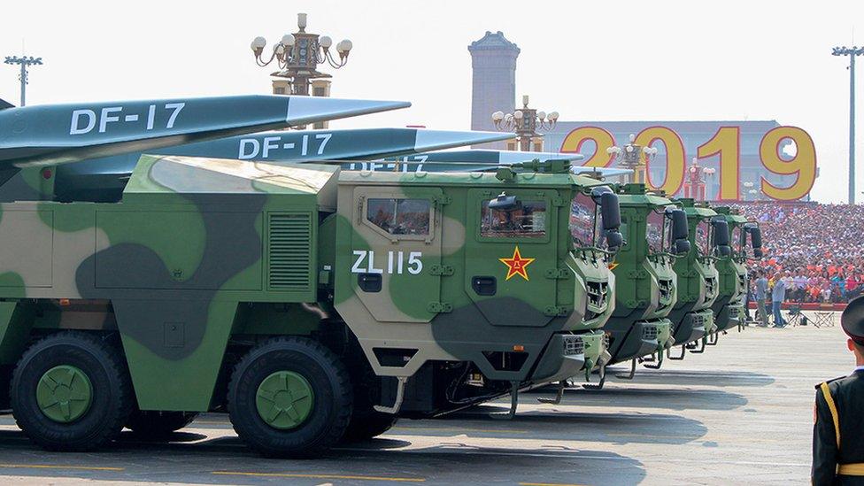 Dong Feng 17 missiles equipped with a hypersonic glide vehicle, Beijing, 2019