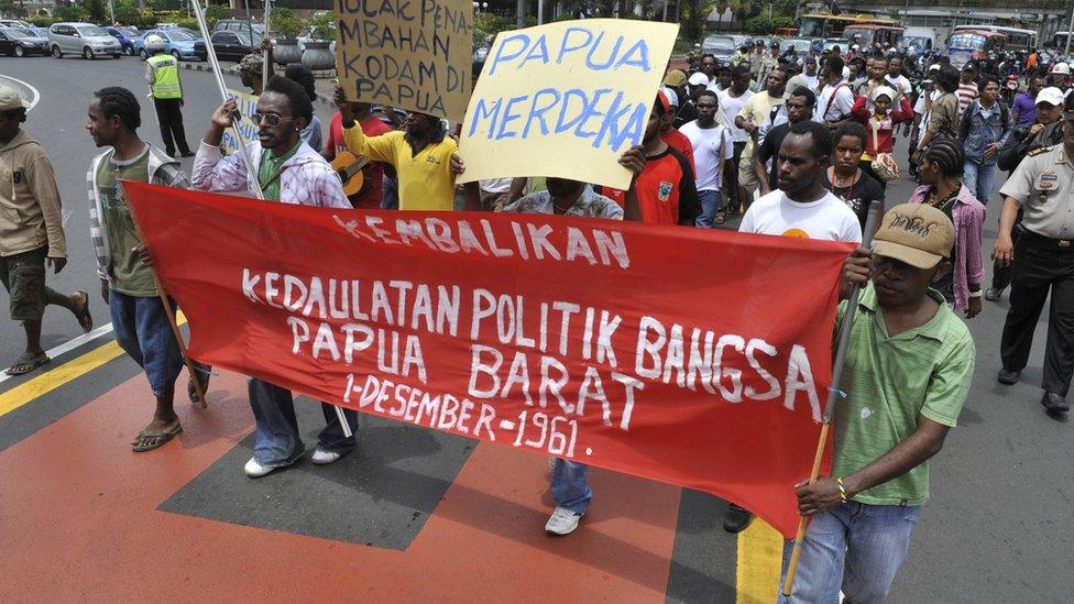 Protesters rally for Papuan independence in Jakarta in 2009