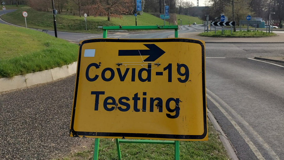 Covid-19 testing site sign at University of York