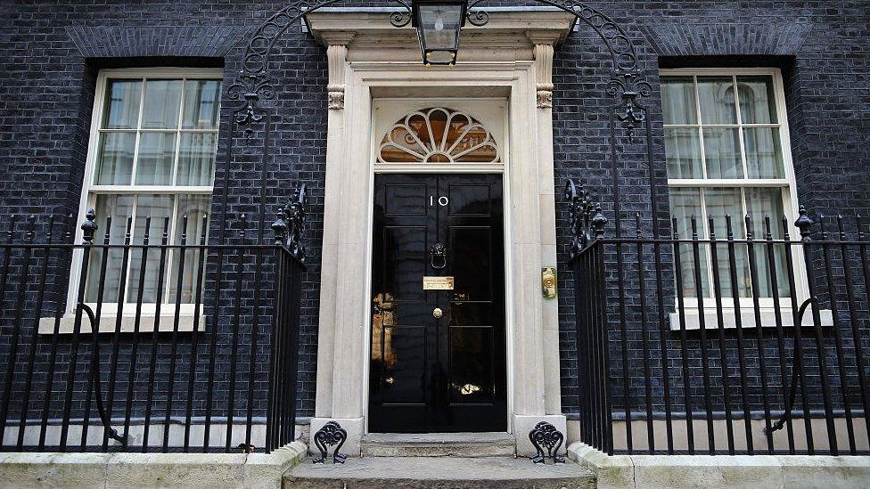 A general view of Number 10 Downing Street's front door