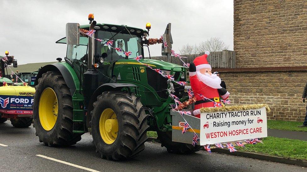 Decorated tractor