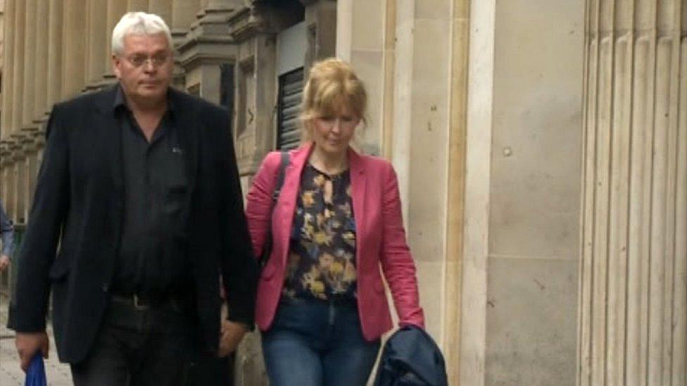 Cornelius van Dongen (l) arriving at court with his ex wife, Rita