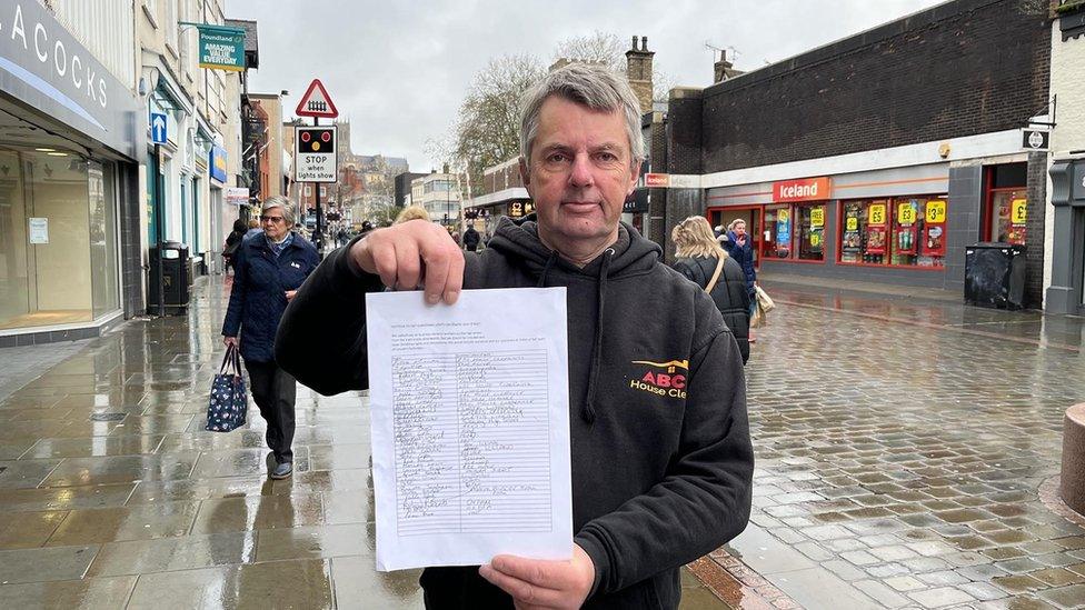 Man holding petition