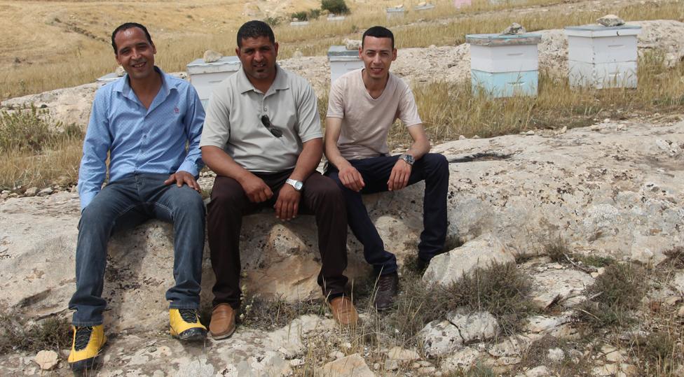 The first three beekeepers to take part in TuniBee. From left, Mohamed Jouini, Abdelfatteh Sayari, and Khairi Kharroubi