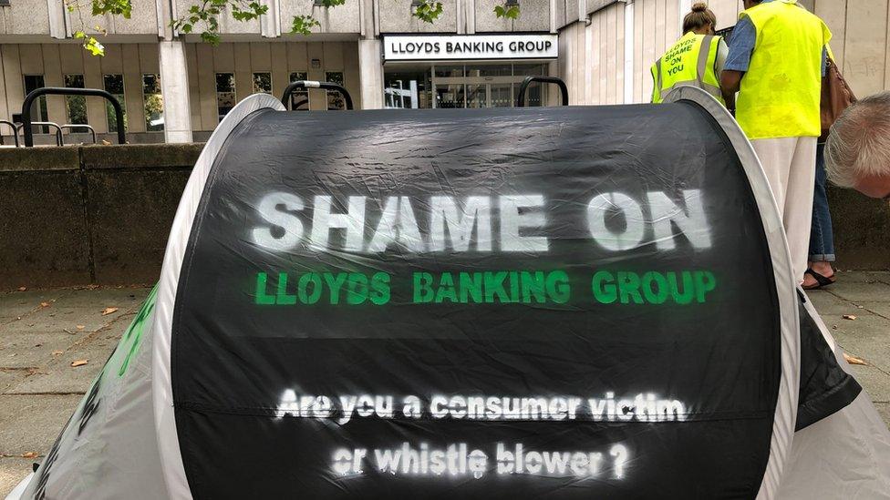 Tent outside Lloyds Banking Group