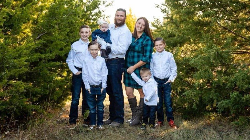 Jennifer Law, with her late husband and children