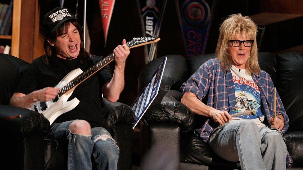 Mike Myers and Dana Carvey as Wayne and Garth