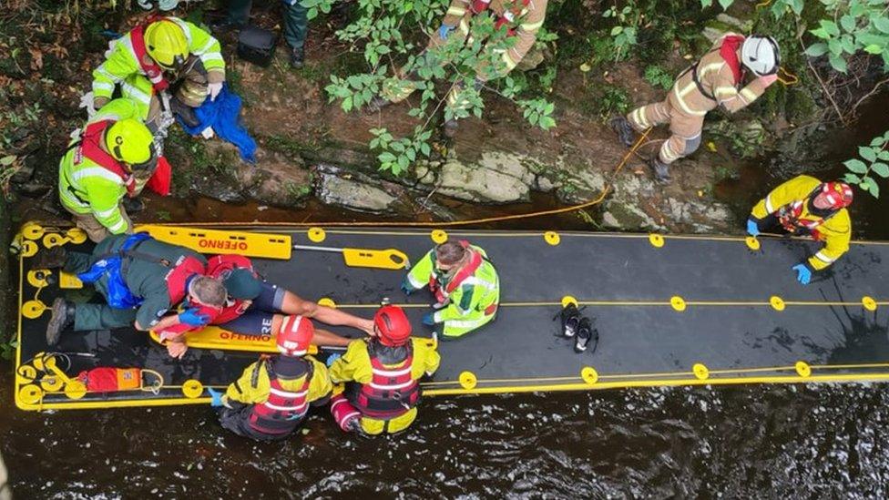 Duncan Brown being rescued