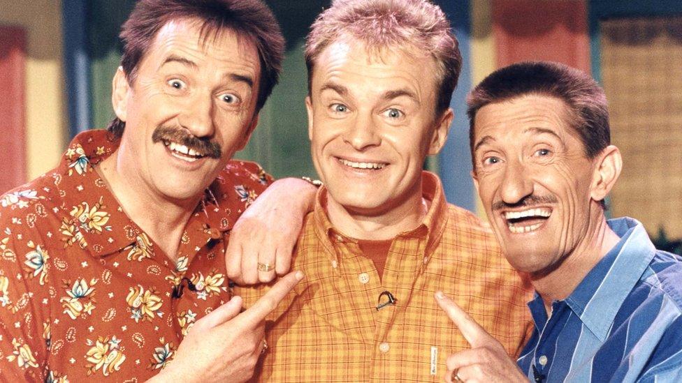 The Chuckle Brothers with Bobby Davro in 1996