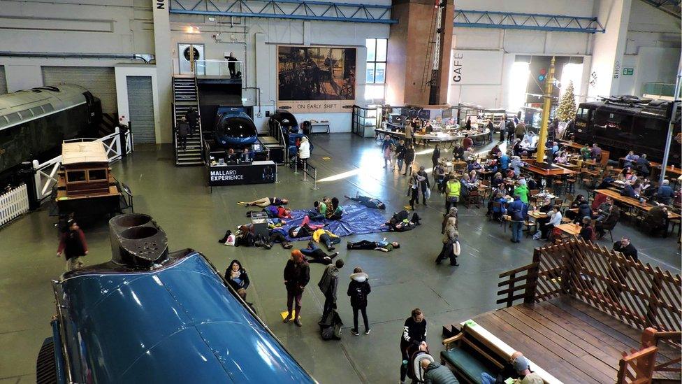 Protest at National Railway Museum in York by Extinction Rebellion