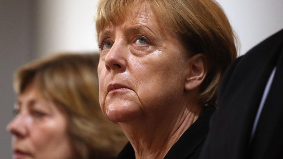 German chancellor Angela Merkel attends a memorial service for the victims of last week's shooting spree that left nine victims dead on July 31, 2016 in Munich