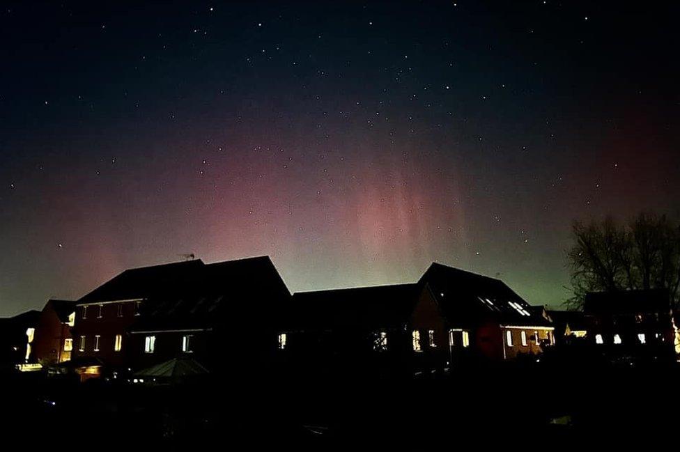 Aurora borealis seen from Hilton, Derbyshire