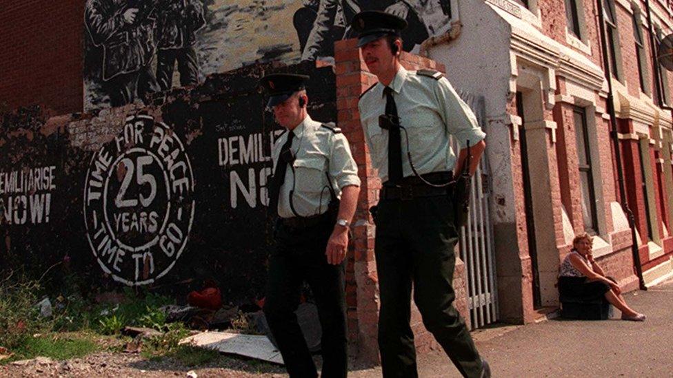 RUC officers on patrol in west Belfast