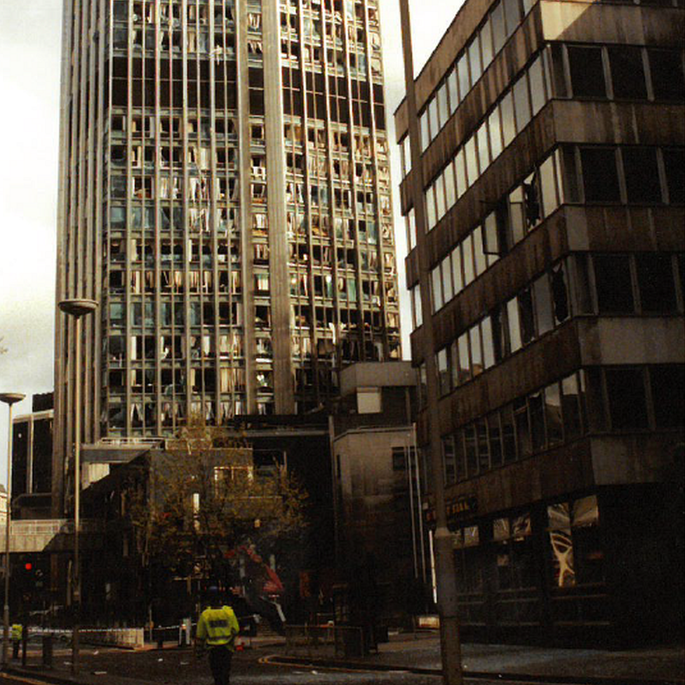 Windows fell from a tower block on to the street below