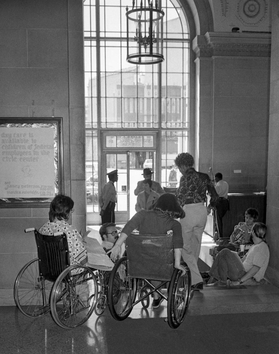 Protesters at the 504-sit in