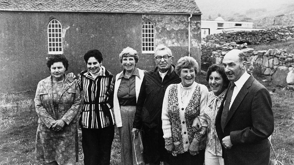 Photo taken in the 1980s of the last surviving residents of St Kilda