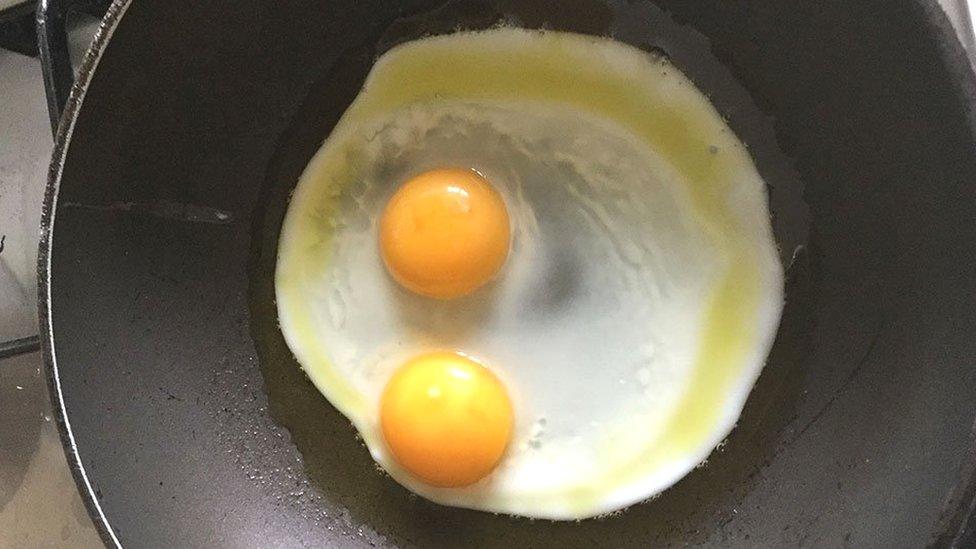 An egg in a frying pan