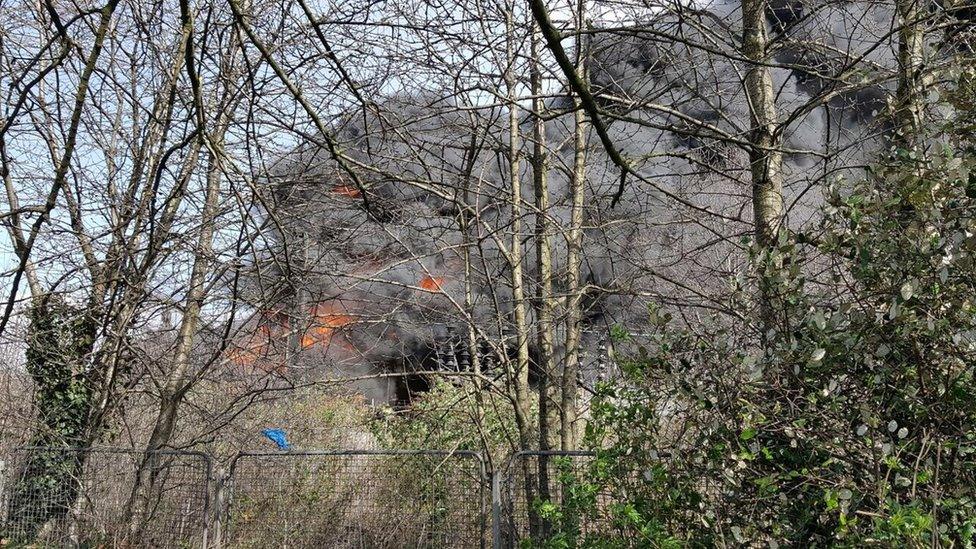 Fire at the substation on Ravensbridge Drive in Leicester