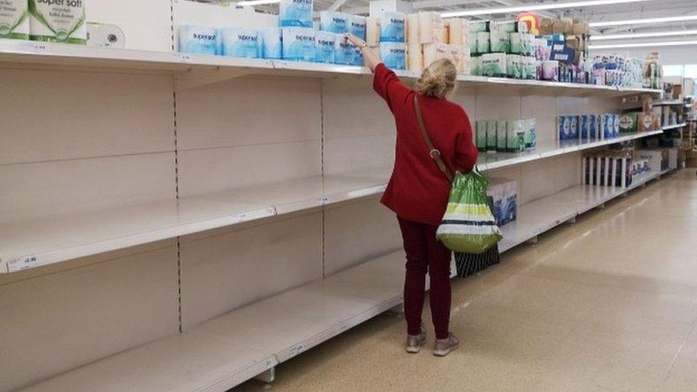 Empty supermarket shelves