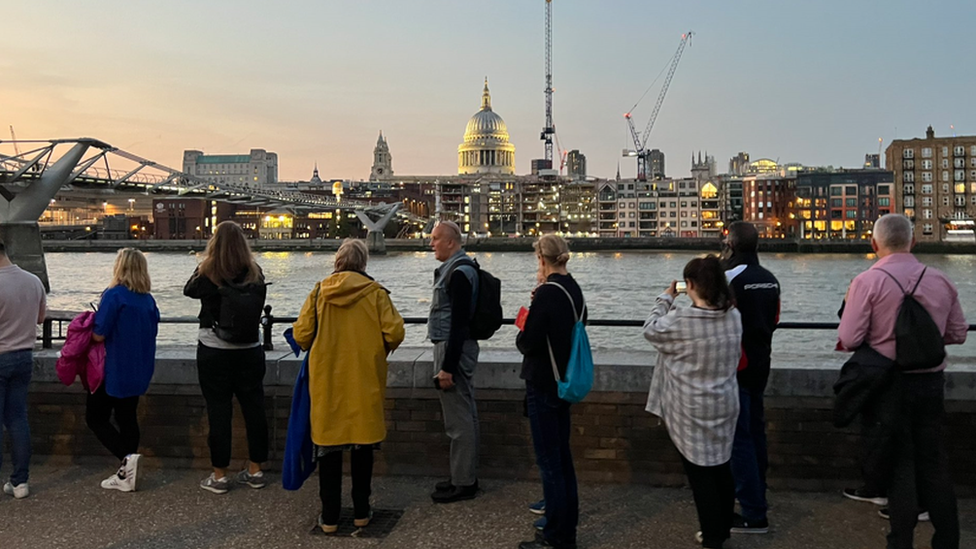 People queuing by the River Thames to see the Queen lying in state