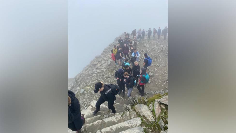 Queue on Snowdon midday on Sunday