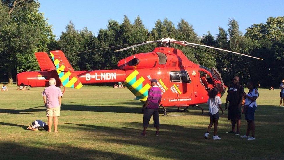 A air ambulance landed on Wandsworth Common