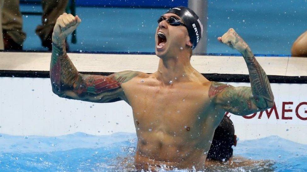 Anthony Ervin celebrates his victory in Rio. Photo: 12 August 2016