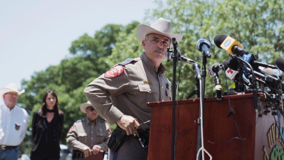 Texas Ranger Victor Escalon gives a news conference