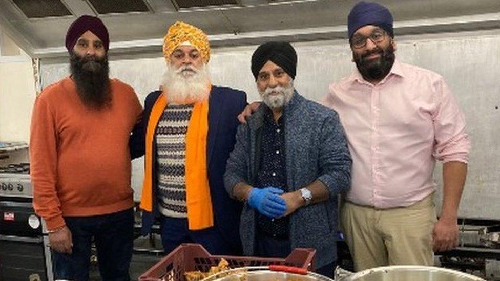 Volunteers Sukwant Singh (left, Jagat Singh, Jasbir Singh and Gurmail Singh (right)