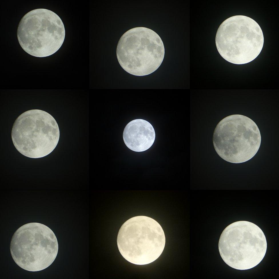 Montage of moon shots taken in Gosport, Hampshire