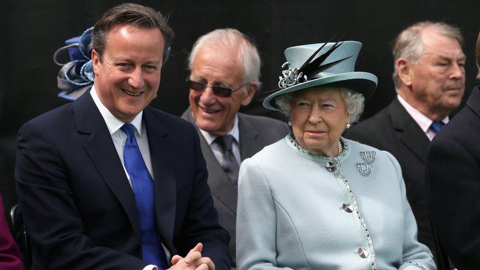 The Queen with former prime minister David Cameron