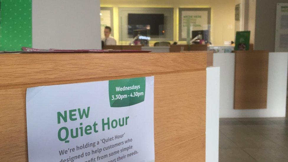 Quiet hour sign at YBS branch in Leeds