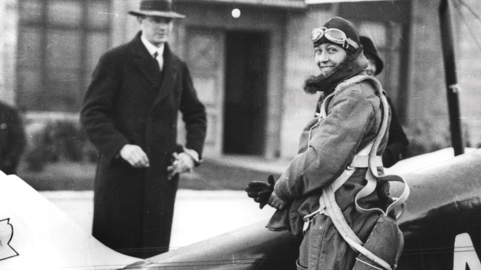 Amy Johnson at Croydon Aerodrome