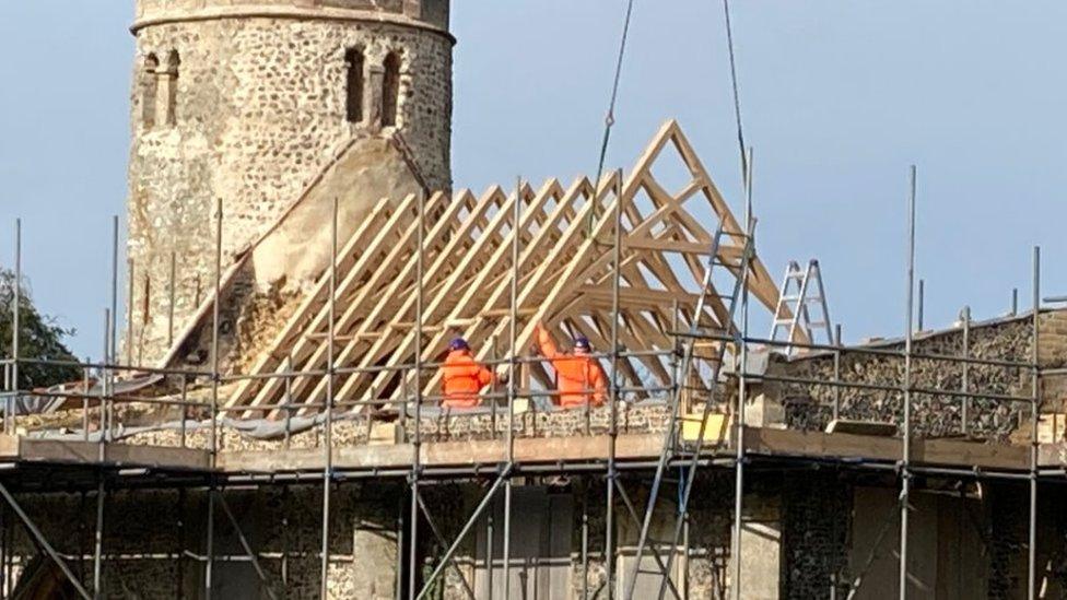 Roof beams on a church