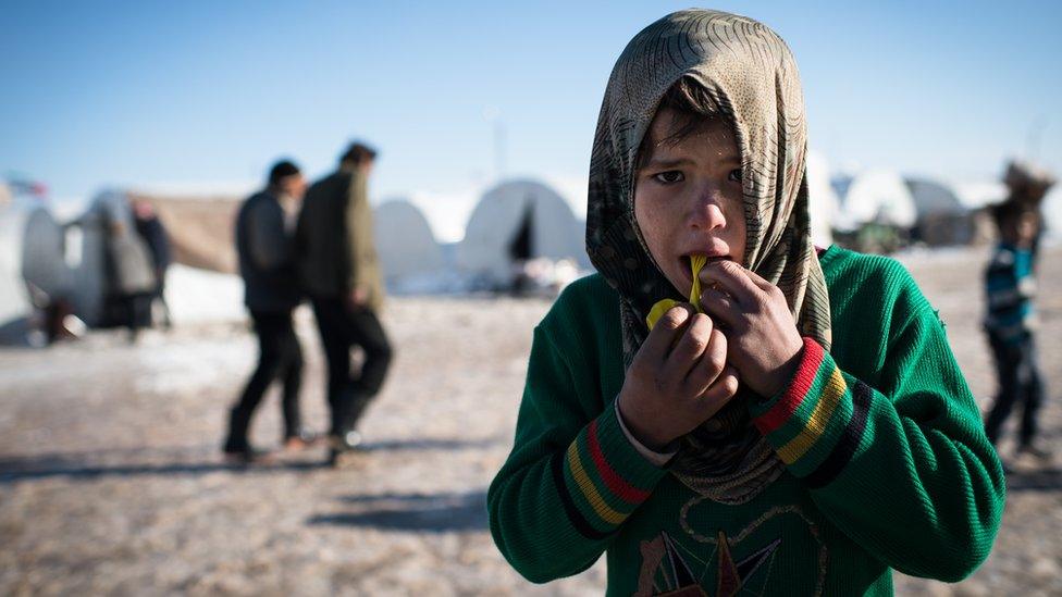 A boy at a refugee camp