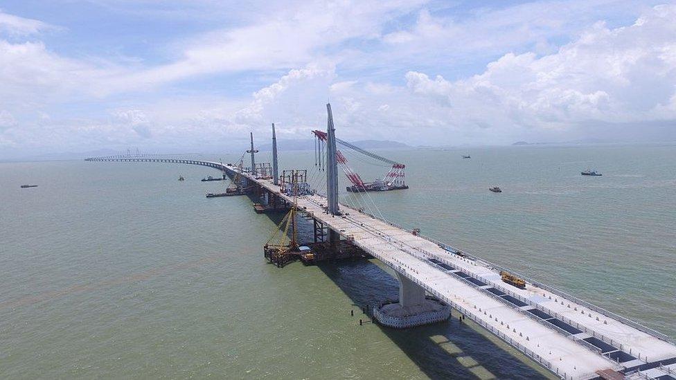 Aerial view of the Hong Kong-Zhuhai-Macao Bridge on June 29, 2016 in Zhuhai, Guangdong Province of China.