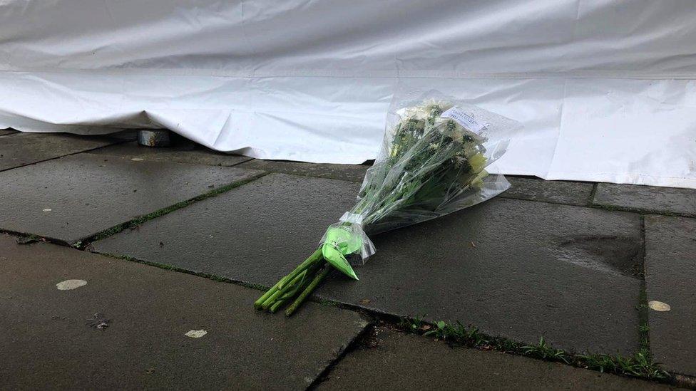 Flowers left at the scene