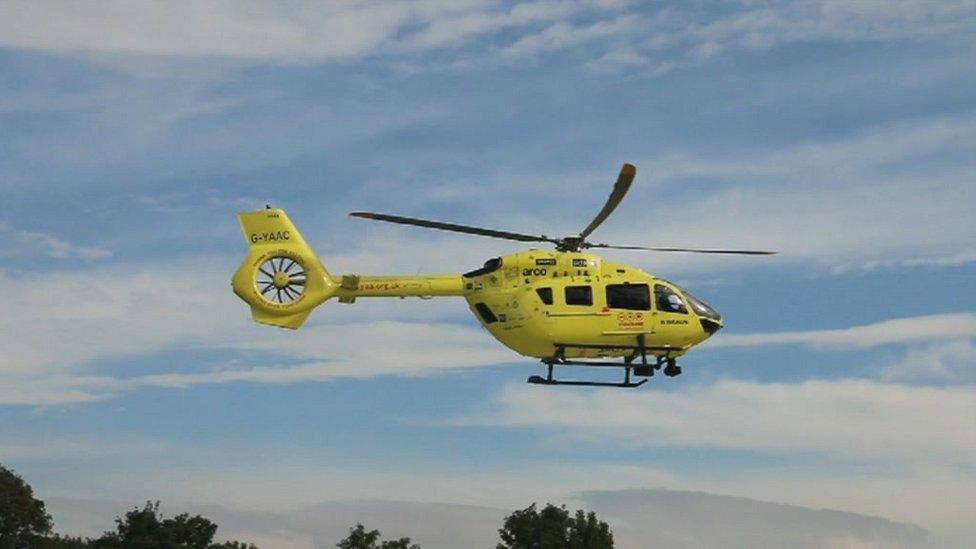 An air ambulance lands at HRI helipad